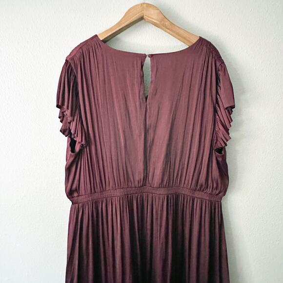Lane Bryant Short Sleeve Burgundy Draped Midi Dress women's plus size 26 - Picture 11 of 14